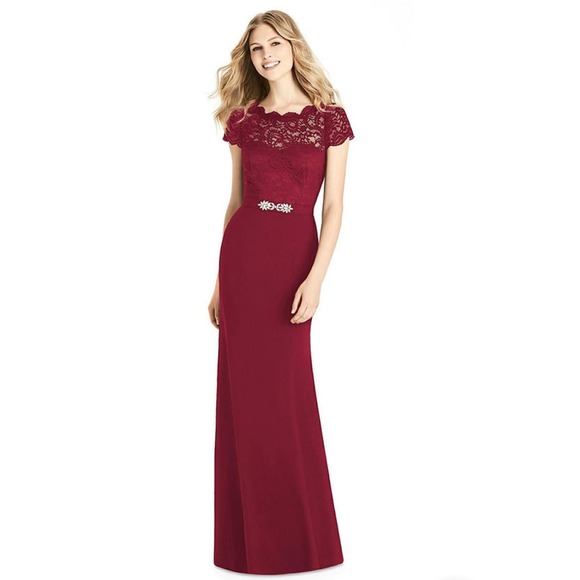 Jenny Packham Dresses & Skirts - New Jenny Packham JP1001 Marquis Lace Crepe Burgundy Dress Size 8